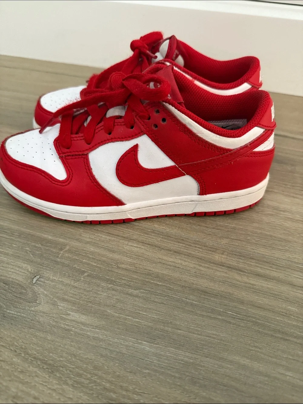 Nike Dunks Kids Red and White Low-Top Sneakers